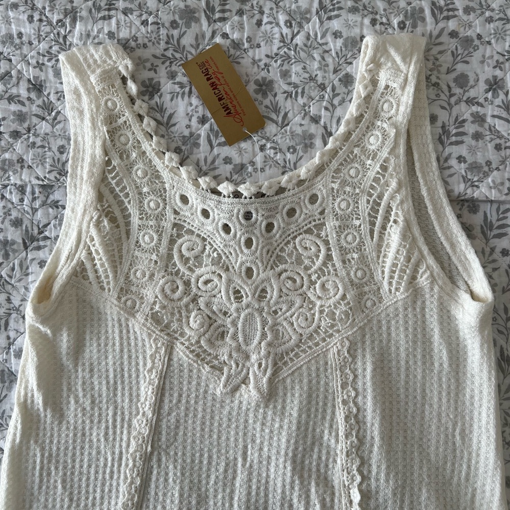 American Rag Crocheted Handkerchief-Hem Top - Picture 6 of 6